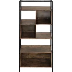 tectake Wandkast Hastings 75x31x170,5cm, Industrieel Hout Donker, Rustiek