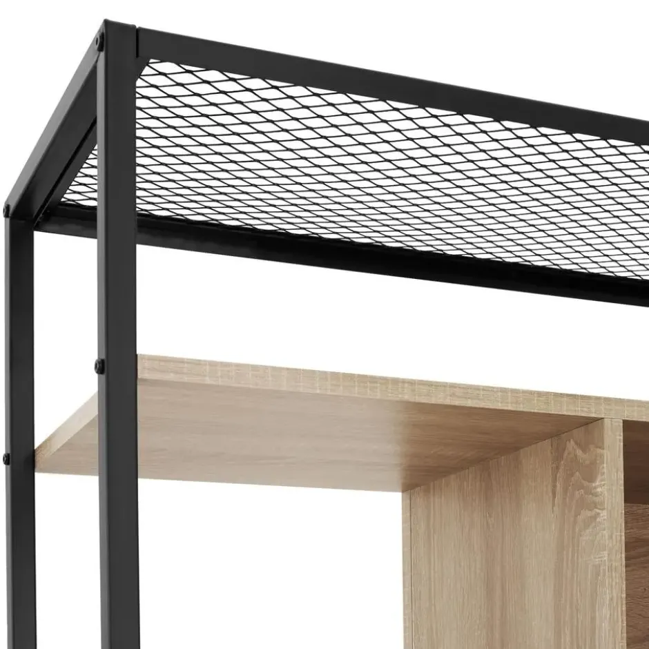 tectake Wandkast Hastings 75x31x170,5cm, Industrieel Licht Hout, Eiken Sonoma