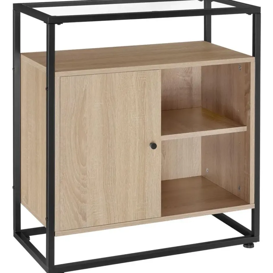 tectake Wandkastje Conventry 70x38x80,5cm, Industrieel Licht Hout, Eiken Sonoma