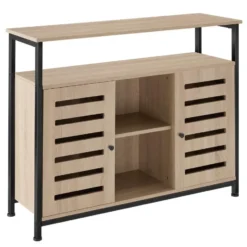 tectake Wandkast Warrington 100x37x82cm, Industrieel Licht Hout, Eiken Sonoma
