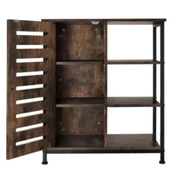 tectake Wandkast 71x32x82cm, Industrieel Hout Donker, Rustiek