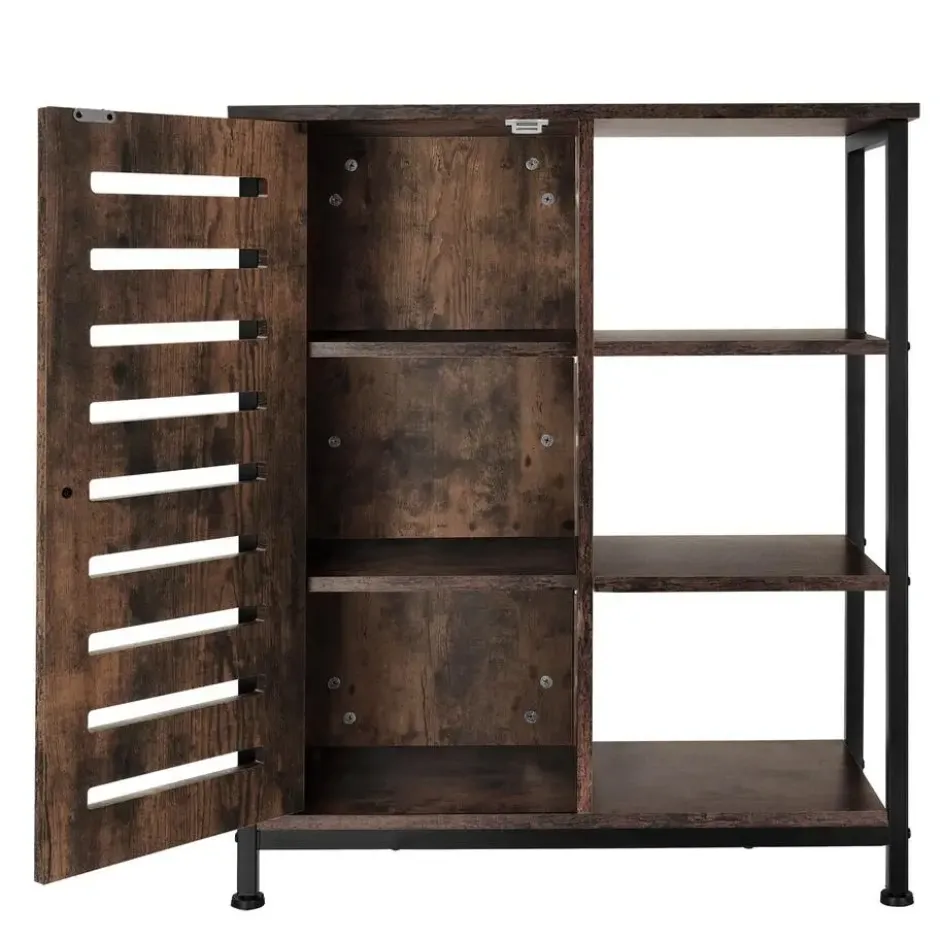 tectake Wandkast 71x32x82cm, Industrieel Hout Donker, Rustiek