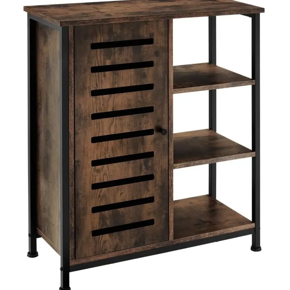 tectake Wandkast 71x32x82cm, Industrieel Hout Donker, Rustiek