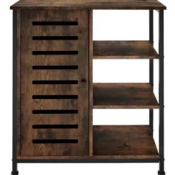 tectake Wandkast 71x32x82cm, Industrieel Hout Donker, Rustiek