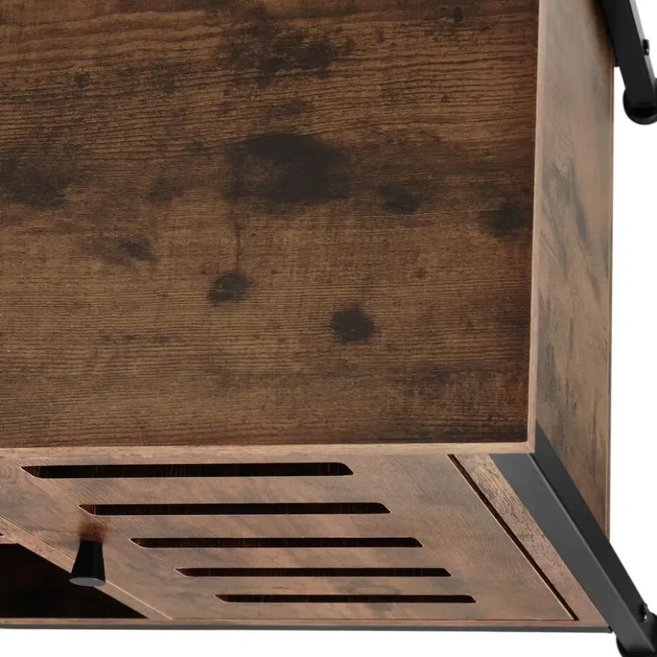 tectake Wandkast 71x32x82cm, Industrieel Hout Donker, Rustiek