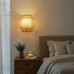 tectake Wandlamp Lignea Lux van jute in boho-stijl, 40W, Natuur