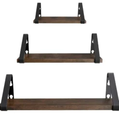 tectake 3 wandplanken Cowell, Industrieel Hout Donker, Rustiek