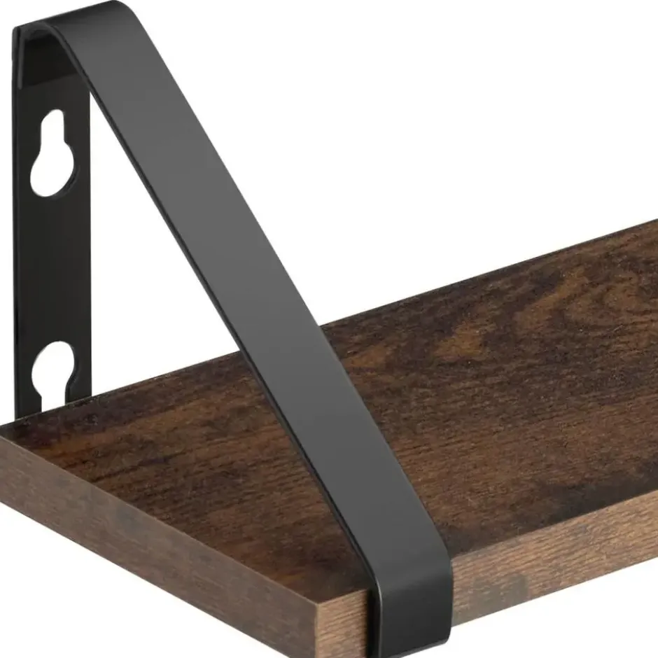 tectake 3 wandplanken Cowell, Industrieel Hout Donker, Rustiek