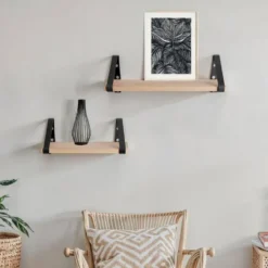 tectake 3 wandplanken Cowell, Industrieel Licht Hout, Eiken Sonoma