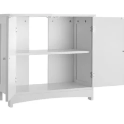 tectake Wastafelonderkast Jasper, 2 vakken, draagkracht 35 kg, Wit
