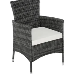 tectake Wicker bistroset Luzern 2+1 met kussenhoezen in 2 kleuren - Grijs