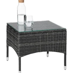 tectake Wicker bistroset Luzern 2+1 met kussenhoezen in 2 kleuren - Grijs