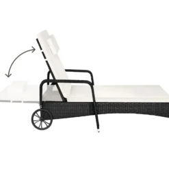 tectake Wicker ligbed met wielen, Zwart/Beige