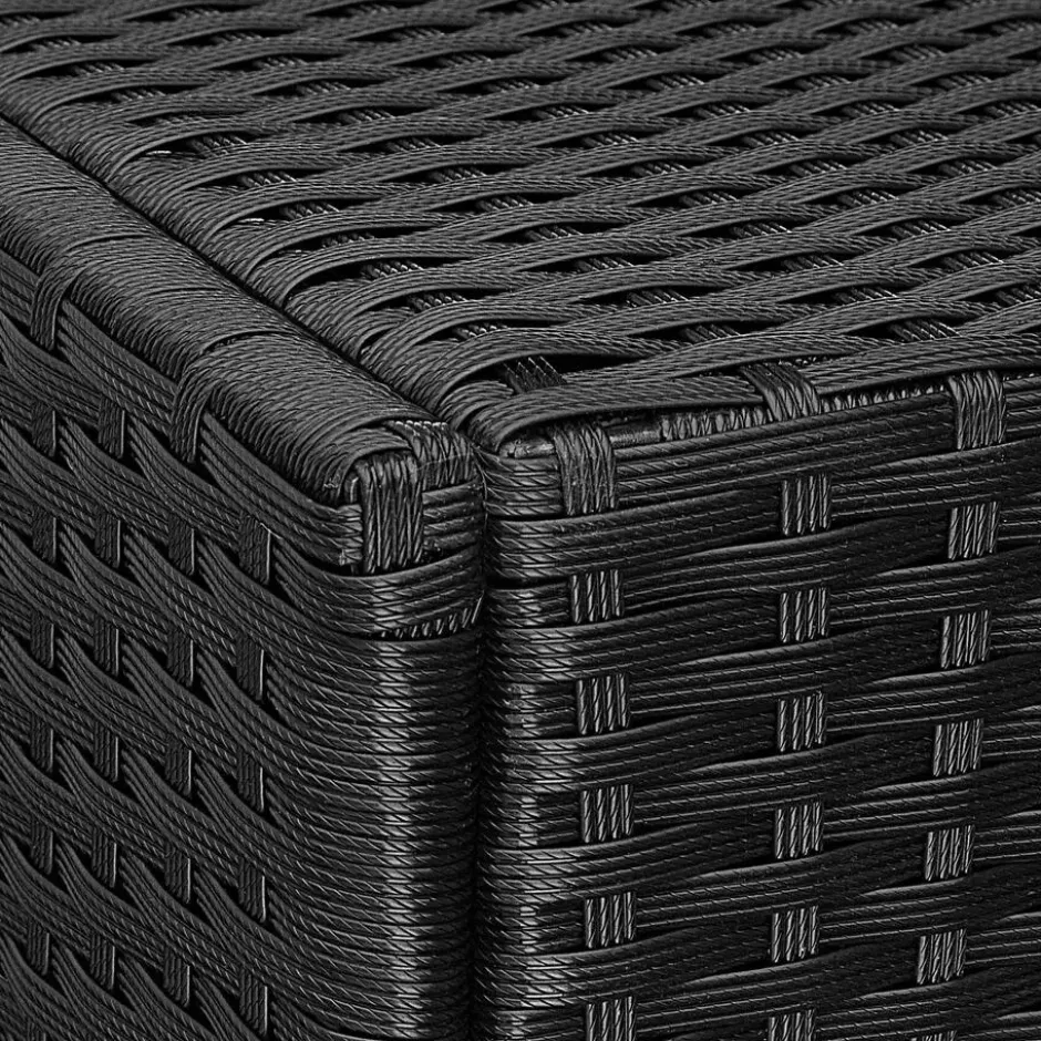 tectake Wicker ligbed met wielen, Zwart/Beige