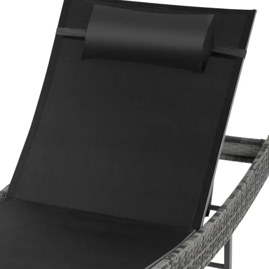 tectake Wicker ligbed Moana, Grijsgevlekt