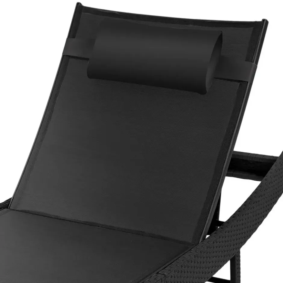 tectake Wicker ligbed Moana, Zwart