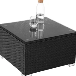 tectake Wicker lounge Lignano, Zwart