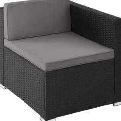 tectake Wicker lounge Lignano, Zwart