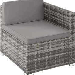 tectake - Wicker Loungeset - Grijs - UV-bestendig - Stalen Frame