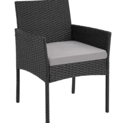 tectake Wicker loungeset Palese voor 4 personen - Zwart