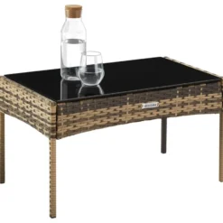 tectake Wicker loungeset Palese voor 4 persone - Natuur