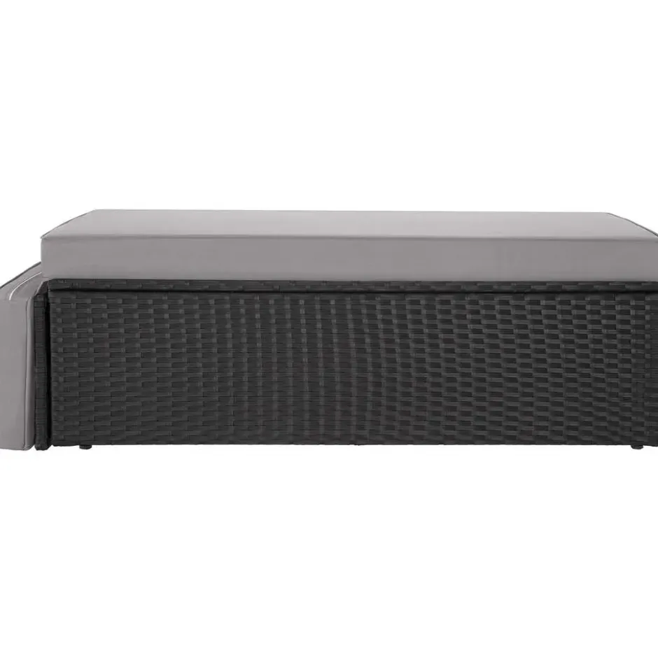 tectake Wicker loungesofa Corfu, Zwart / Grijs