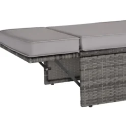 tectake Wicker Lounge Sofa Met Kussens - Grijs - Stalen Frame - Loungeset