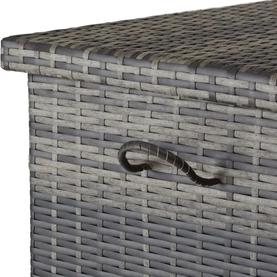 tectake Wicker opbergbox Kiruna met kunststof gaas, 120x55x61,5cm, 270l, Grijs