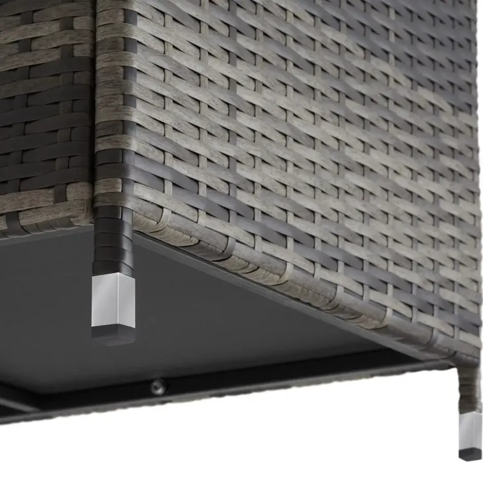 tectake Wicker opbergbox Kiruna met kunststof gaas, 120x55x61,5cm, 270l, Grijs