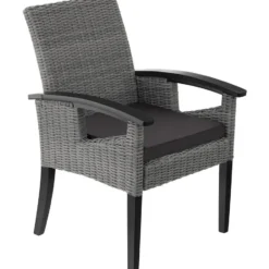 tectake Wicker tafel Foggia met 6 stoelen Rosarno, Grijs