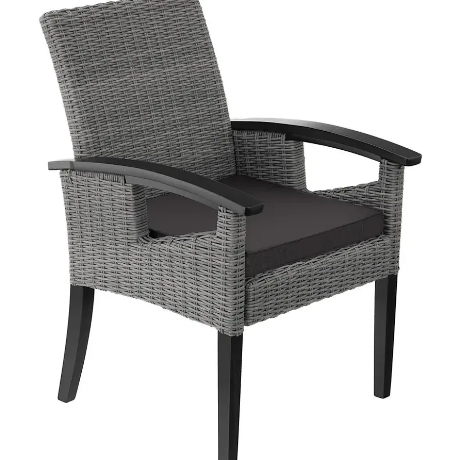 tectake Wicker tafel Foggia met 6 stoelen Rosarno, Grijs