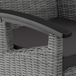 tectake Wicker tafel Foggia met 6 stoelen Rosarno, Grijs