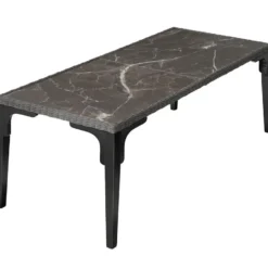 tectake Wicker tafel Foggia 196x87x76cm, Grijs