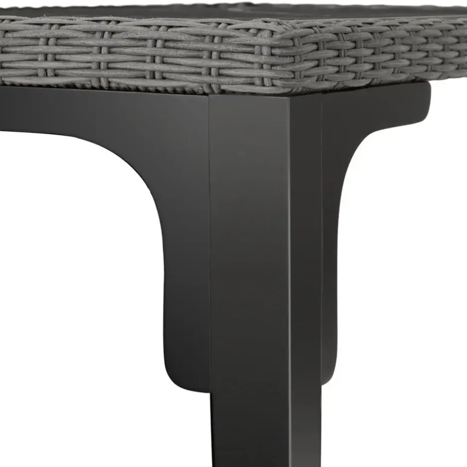 tectake Wicker tafel Foggia 196x87x76cm, Grijs