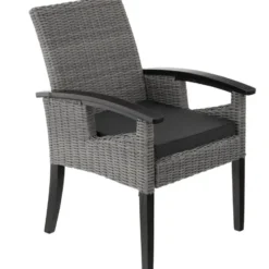 tectake Wicker tafel Tarent met 4 stoelen Rosarno, Grijs