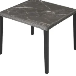 tectake Wicker tafel Tarent met 4 stoelen Rosarno, Grijs