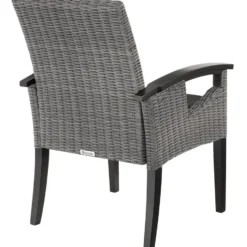 tectake Wicker tafel Tarent met 4 stoelen Rosarno, Grijs