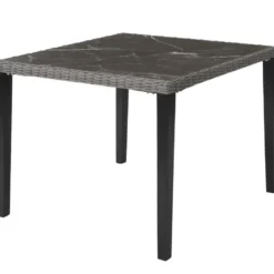 tectake Wicker tafel Tarent met 4 stoelen Rosarno, Grijs