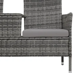 tectake Wicker tuinbank met tafel, Grijs/Lichtgrijs