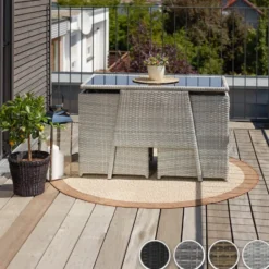 tectake Wicker tuinset Lausanne 2+1 - Zwart