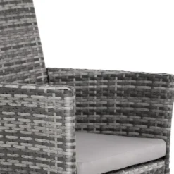 tectake 2 Wicker tuinstoelen met 4 kussenhoezen , Grijs/Lichtgrijs