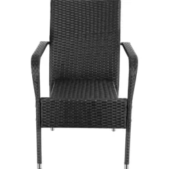 tectake Wicker tuinstoel Girona, stapelbaar, draagkracht 120 kg, Zwart