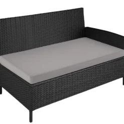 tectake Wicker zitgroep Barletta, Zwart / Grijs