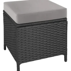 tectake Wicker zitgroep Barletta, Zwart / Grijs