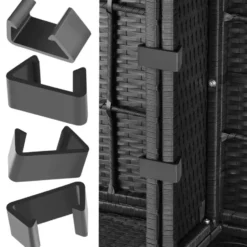 tectake Wicker zitgroep Barletta, Zwart / Grijs