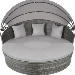 tectake Wicker zonne-eiland Santorini, Grijs