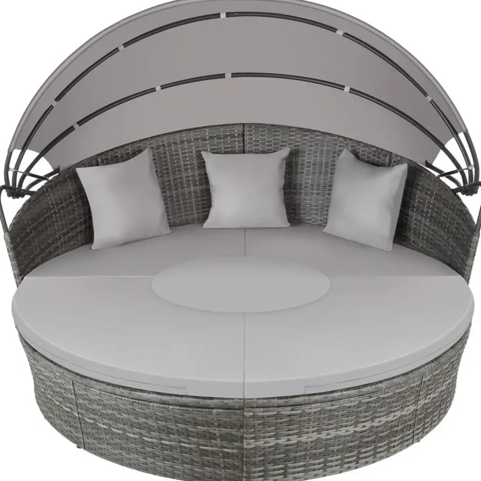 tectake Wicker zonne-eiland Santorini, Grijs