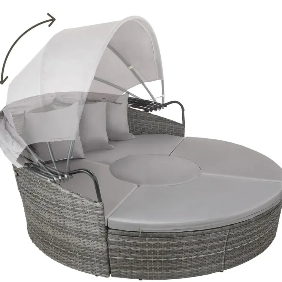tectake Wicker zonne-eiland Santorini, Grijs