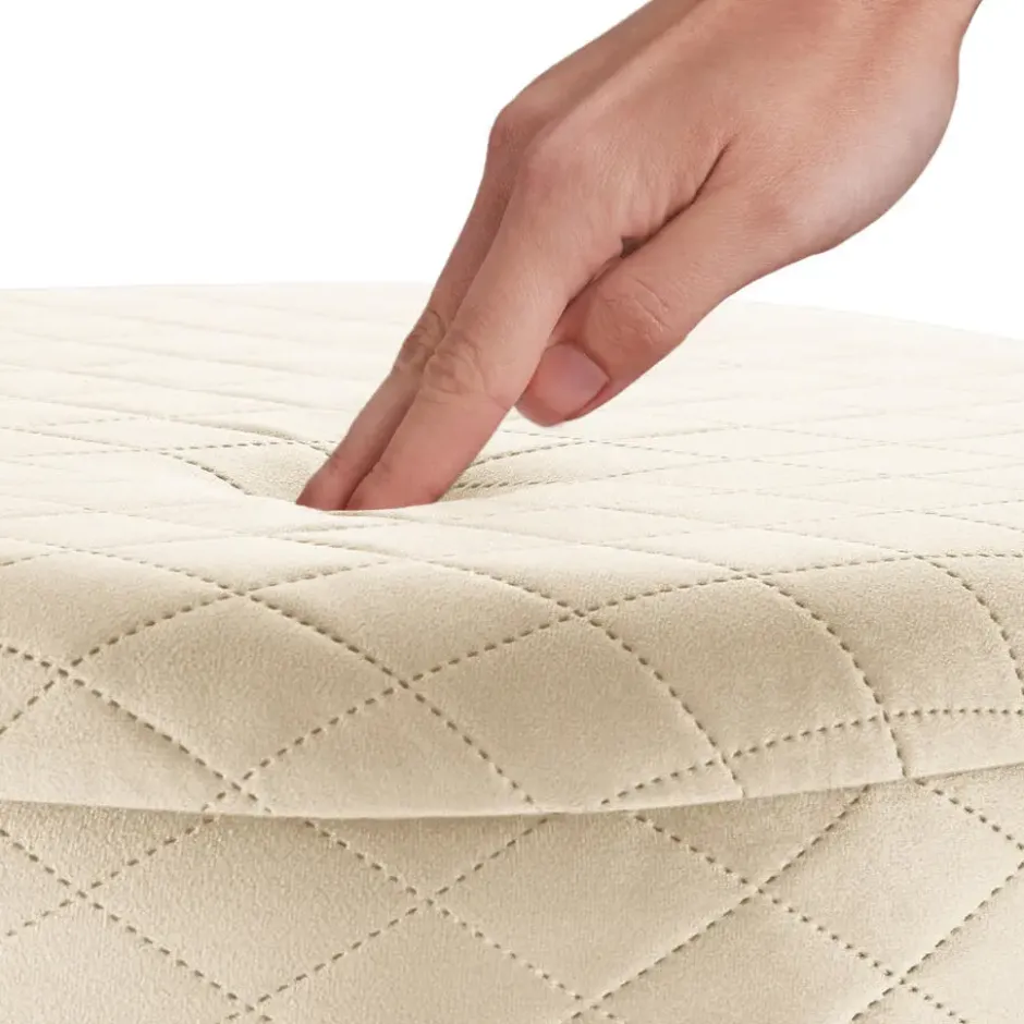 tectake Zitkruk Coco gestoffeerd in fluweellook 300kg met opbergruimte, Crème