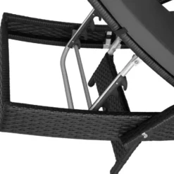 tectake Zonnebed Aluminium Rotan - 5x Verstelbare Rugleuning - Kussen - Zwart